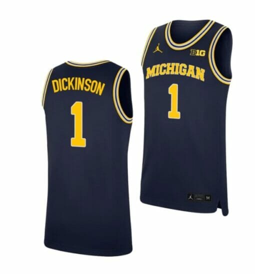 Men's #1 Hunter Dickinson Jersey Michigan Wolverines College Basketball Jerseys Navy