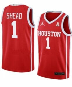 Men's #1 Jamal Shead Jersey Houston Cougars College Basketball Jerseys Red