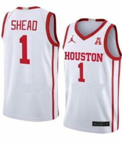 Men's #1 Jamal Shead Jersey Houston Cougars College Basketball Jerseys White