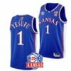 Men's #1 Joseph Yesufu Jersey Kansas Jayhawks College Basketball Jerseys Blue