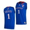 Men's #1 Joseph Yesufu Jersey Kansas Jayhawks College Basketball Jerseys Blue 2022