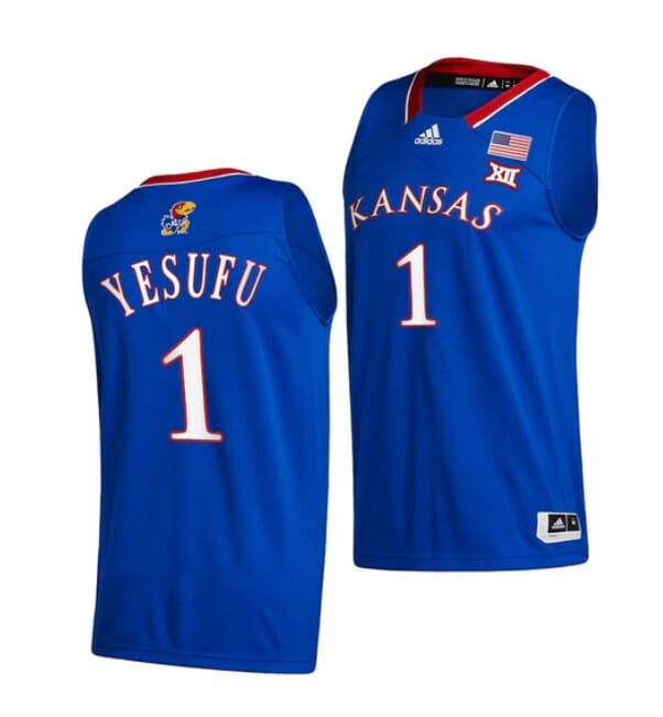 Men's #1 Joseph Yesufu Jersey Kansas Jayhawks College Basketball Jerseys Blue 2022 6 Men's #1 Joseph Yesufu Jersey Kansas Jayhawks College Basketball Jerseys Blue 2022