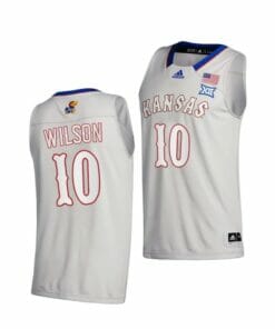 Men's #10 Jalen Wilson Jersey Kansas Jayhawks College Basketball Jerseys Gray 2021