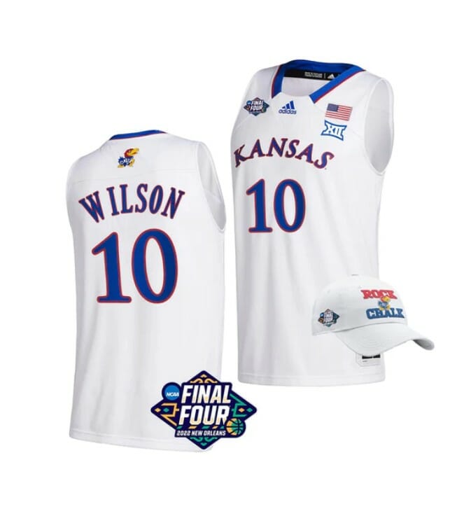 Men's #10 Jalen Wilson Jersey Kansas Jayhawks College Basketball Jerseys March Madness Final Four White 6 Men's #10 Jalen Wilson Jersey Kansas Jayhawks College Basketball Jerseys March Madness Final Four White