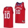Men's #10 Jalen Wilson Jersey Kansas Jayhawks College Basketball Jerseys Red Retro