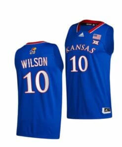 Men's #10 Jalen Wilson Jersey Kansas Jayhawks College Basketball Jerseys Royal 2021