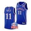 Men's #11 M.J. Rice Jersey Kansas Jayhawks College Basketball Jerseys Blue