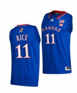 Men's #11 M.J. Rice Jersey Kansas Jayhawks College Basketball Jerseys Royal Throwback