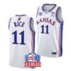 Men's #11 M.J. Rice Jersey Kansas Jayhawks College Basketball Jerseys White