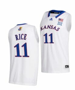Men's #11 M.J. Rice Jersey Kansas Jayhawks College Basketball Jerseys White 2022