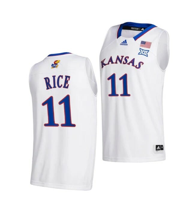 Men's #11 M.J. Rice Jersey Kansas Jayhawks College Basketball Jerseys White 2022 6 Men's #11 M.J. Rice Jersey Kansas Jayhawks College Basketball Jerseys White 2022