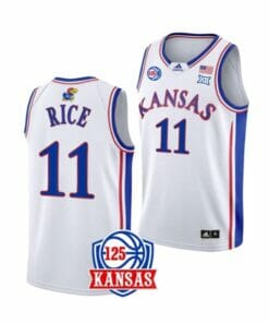 Men's #11 M.J. Rice Jersey Kansas Jayhawks College Basketball Jerseys White