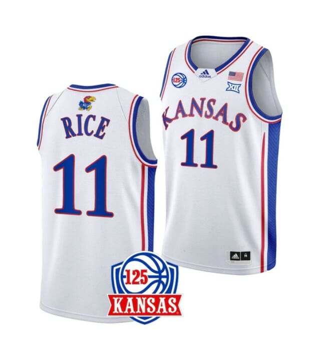Men's #11 M.J. Rice Jersey Kansas Jayhawks College Basketball Jerseys White 6 Men's #11 M.J. Rice Jersey Kansas Jayhawks College Basketball Jerseys White