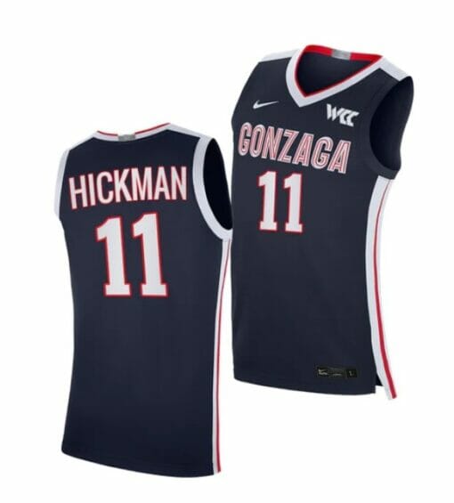Men's #11 Nolan Hickman Jersey Gonzaga Bulldogs College Basketball Jerseys Navy