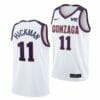 Men's #11 Nolan Hickman Jersey Gonzaga Bulldogs College Basketball Jerseys White