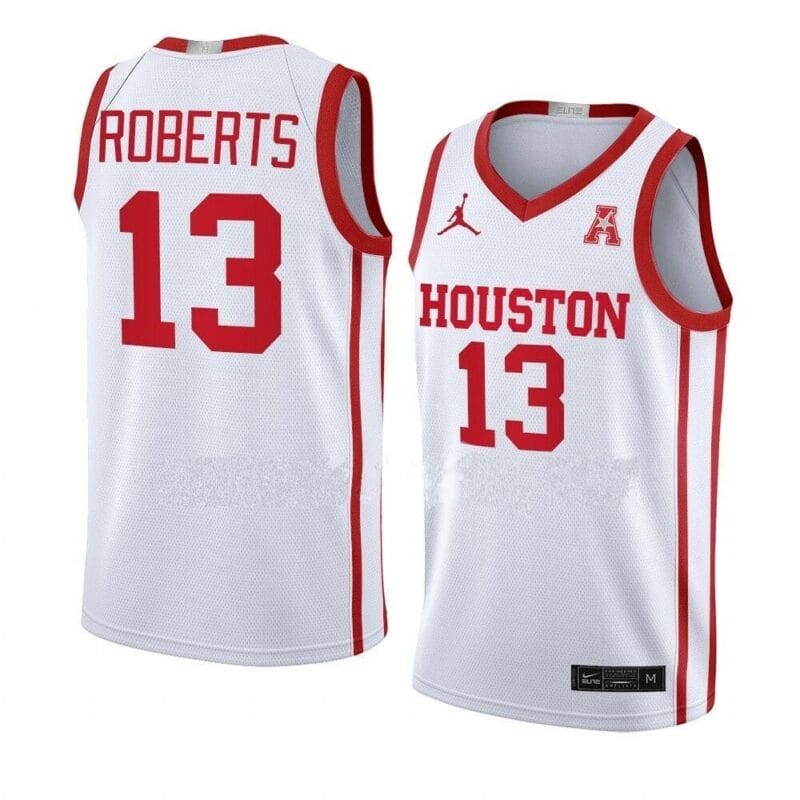 Men's #13 J'Wan Roberts Jersey Houston Cougars College Basketball Jerseys White 6 Men's #13 J'Wan Roberts Jersey Houston Cougars College Basketball Jerseys White