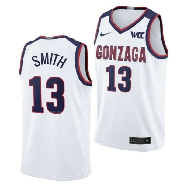 Men's #13 Malachi Smith Jersey Gonzaga Bulldogs College Basketball Jerseys White 6 Men's #13 Malachi Smith Jersey Gonzaga Bulldogs College Basketball Jerseys White