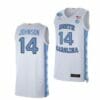 Men's #14 Puff Johnson Jersey North Carolina Tar Heels College Basketball Jerseys White