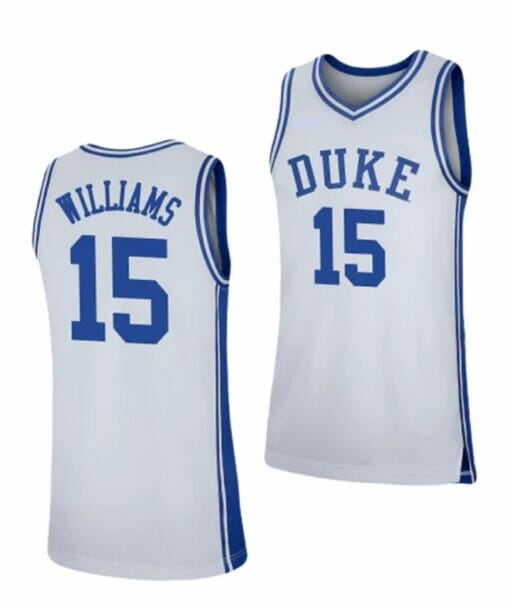 Men's #15 Mark Williams Jersey Duke Blue Devils College Basketball Jerseys White