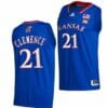 Men's #21 Zach Clemence Jersey Kansas Jayhawks College Basketball Jerseys Blue 2022