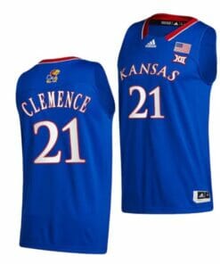 Men's #21 Zach Clemence Jersey Kansas Jayhawks College Basketball Jerseys Blue 2022