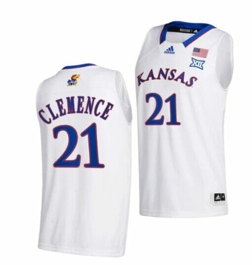 Men's #21 Zach Clemence Jersey Kansas Jayhawks College Basketball Jerseys White 2022