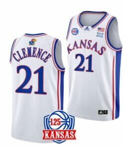 Men's #21 Zach Clemence Jersey Kansas Jayhawks College Basketball Jerseys White