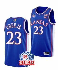 Men's #23 Ernest Udeh Jr Jersey Kansas Jayhawks College Basketball Jerseys Blue