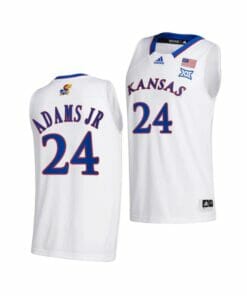 Men's #24 K.J. Adams Jr Jersey Kansas Jayhawks College Basketball Jerseys White 2022
