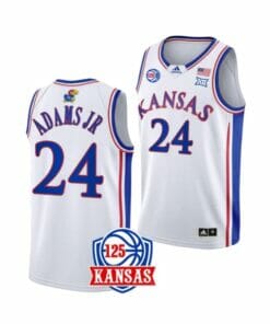 Men's #24 K.J. Adams Jr Jersey Kansas Jayhawks College Basketball Jerseys White