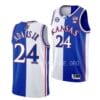 Men's #24 K.J. Adams Jr Jersey Kansas Jayhawks College Basketball Jerseys White Royal Split