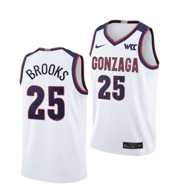 Men's #25 Colby Brooks Jersey Gonzaga Bulldogs College Basketball Jerseys White 6 Men's #25 Colby Brooks Jersey Gonzaga Bulldogs College Basketball Jerseys White