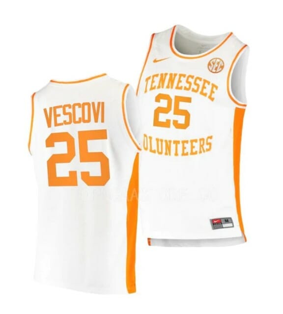 Men's #25 Santiago Vescovi Jersey Tennessee Volunteers College Basketball Jerseys White 6 Men's #25 Santiago Vescovi Jersey Tennessee Volunteers College Basketball Jerseys White