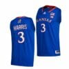 Men's #3 Dajuan Harris Jr Jersey Kansas Jayhawks College Basketball Jerseys Royal 2021