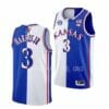 Men's #3 Dajuan Harris Jr Jersey Kansas Jayhawks College Basketball Jerseys White Royal Split