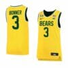 Men's #3 Dale Bonner Jersey Baylor Bears College Basketball Jerseys Yellow