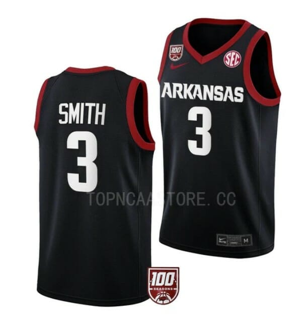 Men's #3 Nick Smith Jersey Arkansas Razorbacks College Basketball Jerseys Black 6 Men's #3 Nick Smith Jersey Arkansas Razorbacks College Basketball Jerseys Black