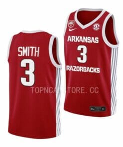 Men's #3 Nick Smith Jersey Arkansas Razorbacks College Basketball Jerseys Red