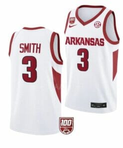 Men's #3 Nick Smith Jersey Arkansas Razorbacks College Basketball Jerseys White