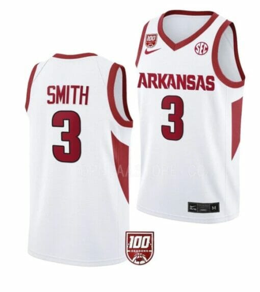 Men's #3 Nick Smith Jersey Arkansas Razorbacks College Basketball Jerseys White
