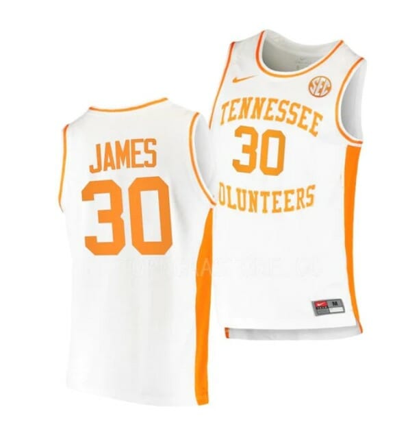 Men's #30 Josiah James Jersey Tennessee Volunteers College Basketball Jerseys White 6 Men's #30 Josiah James Jersey Tennessee Volunteers College Basketball Jerseys White