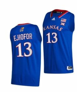 Men's #35 Zuby Ejiofor Jersey Kansas Jayhawks College Basketball Jerseys Blue 2022
