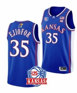 Men's #35 Zuby Ejiofor Jersey Kansas Jayhawks College Basketball Jerseys Blue