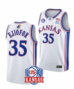 Men's #35 Zuby Ejiofor Jersey Kansas Jayhawks College Basketball Jerseys White