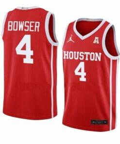 Men's #4 Darius Bowser Jersey Houston Cougars College Basketball Jerseys Red