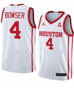 Men's #4 Darius Bowser Jersey Houston Cougars College Basketball Jerseys White