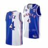 Men's #4 Gradey Dick Jersey Kansas Jayhawks College Basketball Jerseys White Royal Split 2 Men's #4 Gradey Dick Jersey Kansas Jayhawks College Basketball Jerseys White Royal Split