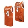 Men's #4 Tyrese Hunter Jersey Texas Longhorns College Basketball Jerseys Orange