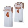 Men's #4 Tyrese Hunter Jersey Texas Longhorns College Basketball Jerseys White