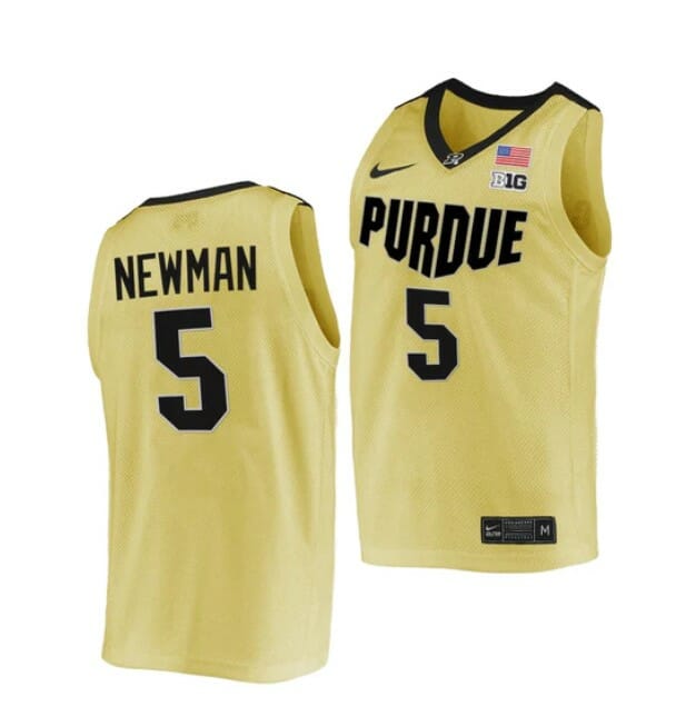 Men's #5 Brandon Newman Jersey Purdue Boilermakers College Basketball Jerseys Gold 2022 6 Men's #5 Brandon Newman Jersey Purdue Boilermakers College Basketball Jerseys Gold 2022